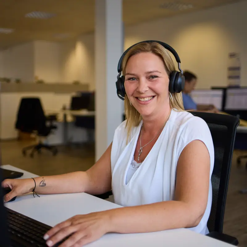 team member at computer