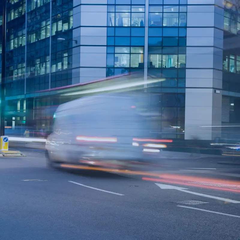 fast moving delivery van